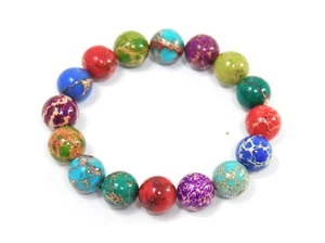 Armband aus dem Edelstein Meeressediment in Kugelform Ø-12 mm Buntfarbe - Picture 1 of 1