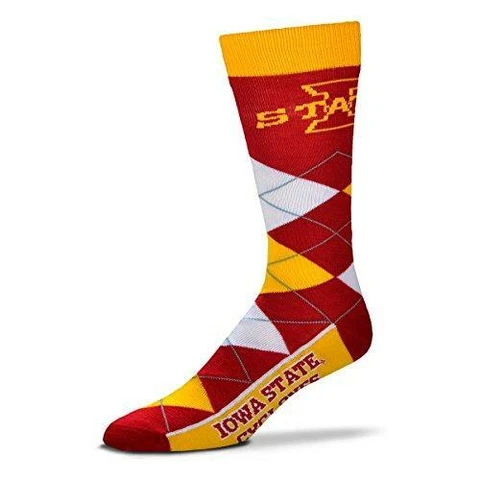 FBF For Bare Feet NCAA Iowa State Cyclones Argyle Line Up Dress Sock Team Color Cover
