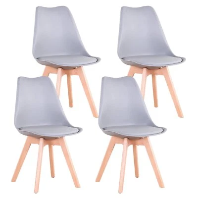 Set di 4 sedie Grigio Tulip Design Gambe polipropilene Legno di faggio - Immagine 1 di 4