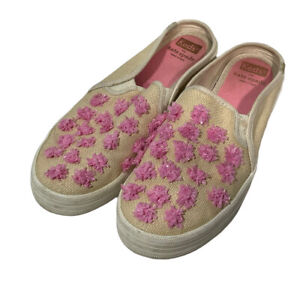 Keds x Kate Spade Sz 6.5 Shoes Double Decker Raffia Mule Pink Pom-Pom  Beachy