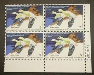 RW44 Federal Duck Hunting Stamps Block of FOUR (4), MNH, OG, 1977 w/Plate Block# - Picture 1 of 2