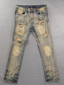 AHP Another Hype Piece Jeans Herren Gr. 36 Blau Distressed Schnurrhaare Slim Straight - Bild 1 von 14