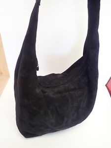 Vintage Donna Karen New York DKNY Black Leather Suede Handbag Over the Shoulder