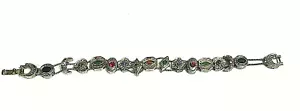 Vintage Yechang Double Slide Charm Gemstone Bracelet 16 Charms 1970's Era - Picture 1 of 4