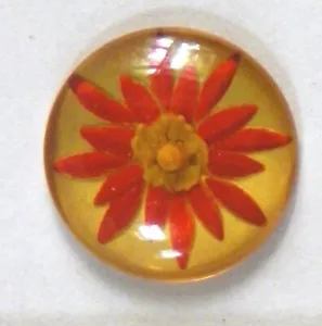 Bb Orange Flower Reverse Cut BUTTON Apple Juice BAKELITE small!! - Picture 1 of 2