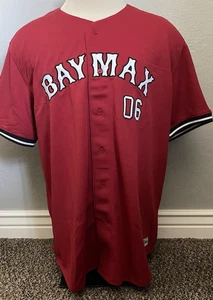 NUOVO! Disney Baymax Hamada maglia uomo 2XL rosso ricamo tempo libero casual - Foto 1 di 9