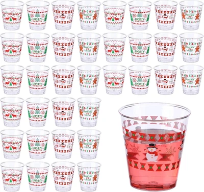 60 Pcs Christmas Ugly Sweater Plastic Shot Glasses 1.7 Oz Disposable Mini Christ - Image 1 of 4