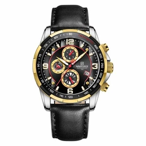 Sport Watches for Men Analog Quartz Chronograph Leather Strap Wrist Watch - Picture 1 of 6