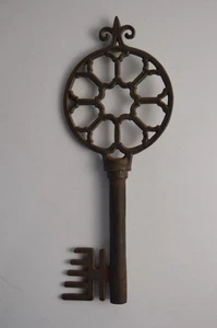 Vintage Jumbo Gusseisen Skelett Schlüssel Wanddeko Schlosser Briefbeschwerer Scheune Bauernhof - Bild 1 von 8