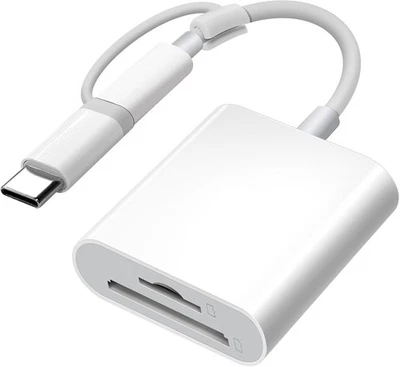 SD Card Reader for iPhone iPad Camera Dual Card Slot Memory Reader for SD and TF - Image 1 of 4