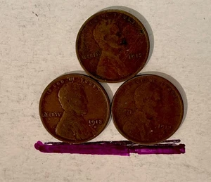 1913 PDS Lincoln pennies - Picture 1 of 2
