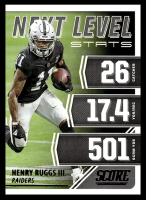 2021 Panini Score Henry Ruggs III #NL25 Las Vegas Raiders Next Level Stats NFL - Image 1 of 2