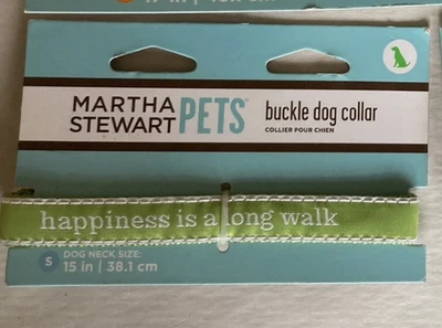 ¡NUEVO! Collar verde para perro Martha Stewart Pets 'La felicidad es un largo paseo' pequeño 15-13 pulgadas Foto 1 de 3