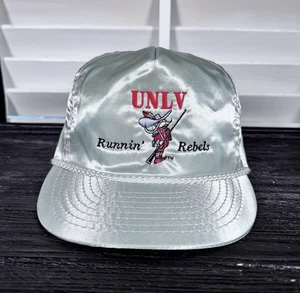 Vintage 80s UNLV Runnin' Rebels Satin Strapback Hat Cap 100% Nylon Rope 90s - Picture 1 of 9