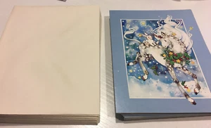 20 christmas holiday cards & Envelopes vintage unicorn rabbit magical mystic 5x6 - Picture 1 of 3