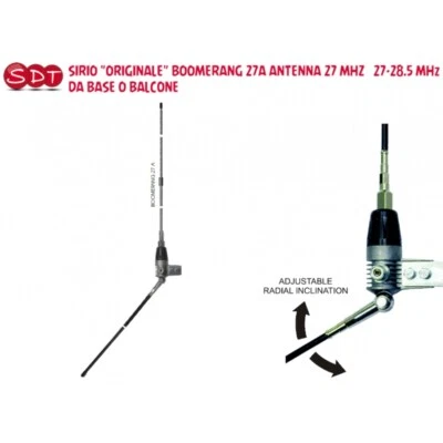 SIRIO "ORIGINALE" BOOMERANG 27A ANTENNA 27 MHZ   27-28.5 MHz  DA BASE O BALCONE - Immagine 1 di 4