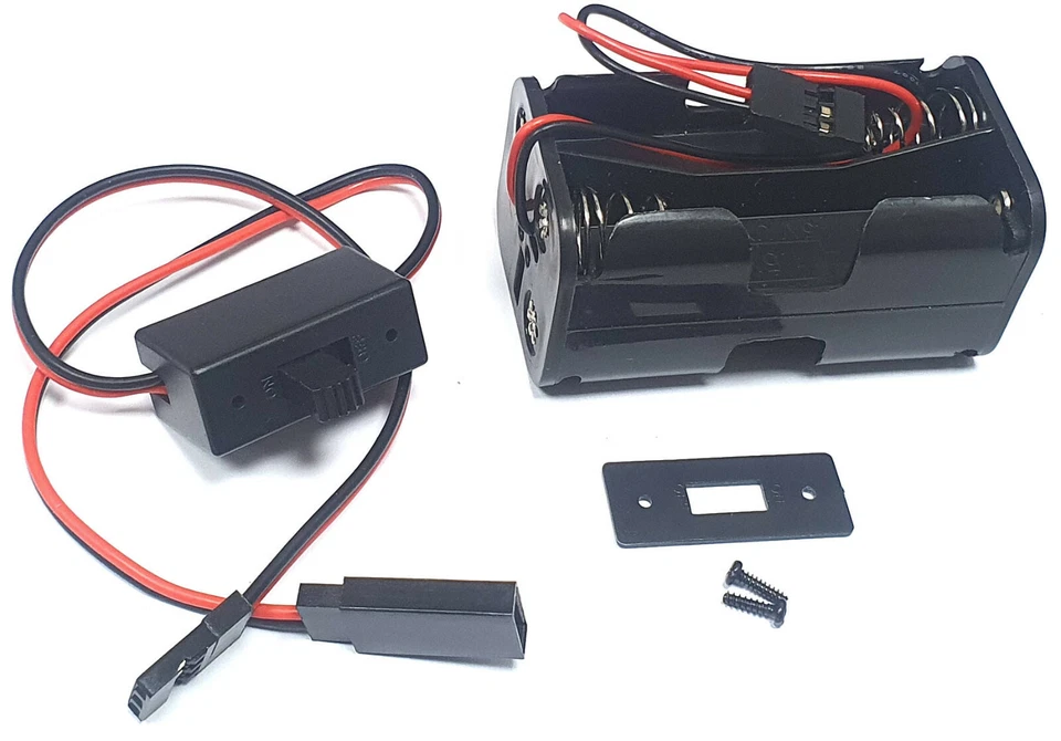 BSP Receiver Battery Pack Case Box Holder 4 x AA RC Compatible JR + Switch