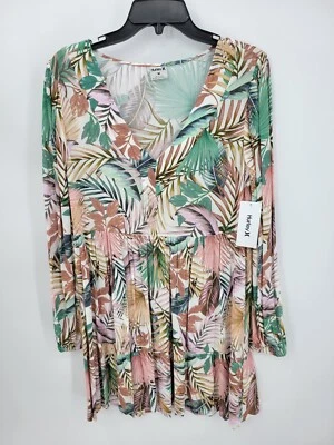Hurley Dress Womens Medium Hawaiian Floral Long Sleeve Beachy Boho Flowy - Image 1 of 4
