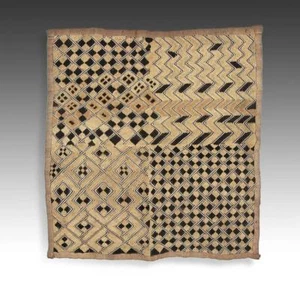 KUBA SHOOWA PRESTIGE PANEL GESCHNITTEN GESTAPELT RAFFIA D. R. VON KONGO ZENTRALAFRIKA 20. JH - Bild 1 von 5
