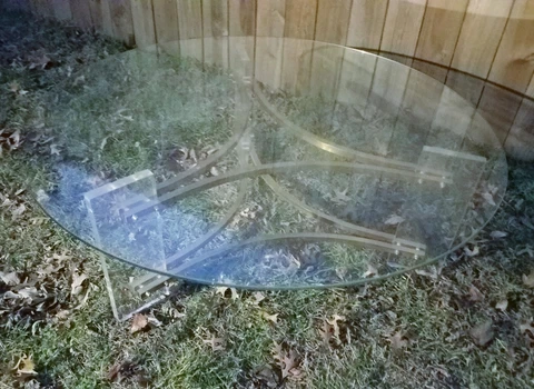 Contemporary Charles Hollis Jones 48" Glass w/ Brass & Lucite Coffee Table 1970s Cover