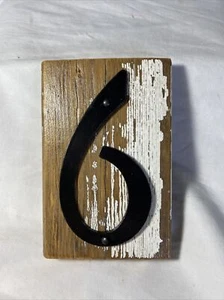 Rustic Reclaimed Wood House Number with Black Aluminum Number ~ 6 or 9 - Picture 1 of 2