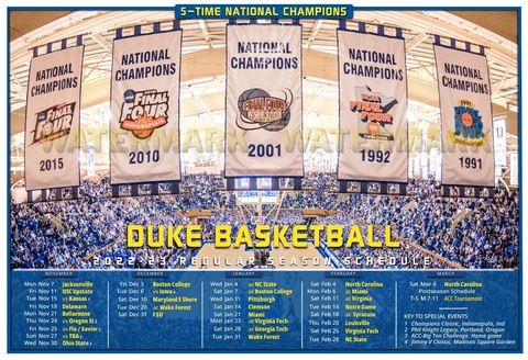 HUGE 19”x13" DUKE BLUE DEVILS 2022-23 BASKETBALL SCHEDULE POSTER Cover