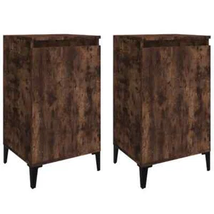 2x Bedside Tables Wooden Drawers Storage Side Cabinets Nightstand Smoked Oak - Picture 1 of 11