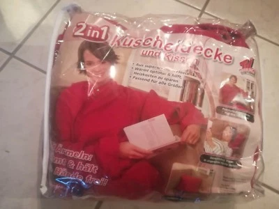2 in 1 Kuscheldecke mit Ärmeln Fleece Decke Wohndecke Kissen bordeaux TV Werbung - Bild 1 von 4