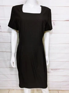 Abito donna Talbots taglia 14 nero foderato spalline schiena spacco zip - Foto 1 di 7