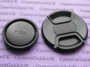 Tapa de lente frontal de pellizco central de 49 mm y tapa de lente trasera para lentes Sony E/FE/NEX de 49 mm - Imagen 1 de 2