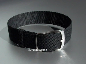 Eulit * Perlon * Durchzugsband Uhrenarmband * Kristall * schwarz * 8 mm - 20 mm - Bild 1 von 2