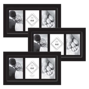 [Set of 3] 4"x 6" Black 3 Photos Apperture Glass Photo Picture Collage For Home - Picture 1 of 15
