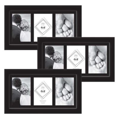 [Set of 3] 4"x 6" Black 3 Photos Apperture Glass Photo Picture Collage For Home - Image 1 of 4