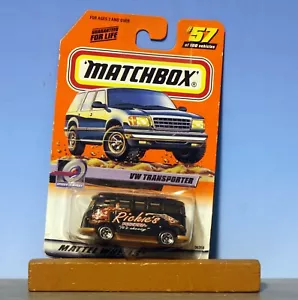 MATCHBOX #57 BLACK VW TRANSPORTER *RICKIES PIZZERIA* MINT ON CARD 1999 🔥 - Picture 1 of 1