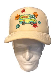 New! Scooby Doo Mystery Machine Trucker Baseball Snapback Adjustable Hat Tan - Picture 1 of 2