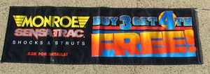 MONROE SENSATRAC SHOCKS & STRUTS BANNER 80s 90s OLD STOCK 6' X 22" Rope 5'-10" - Picture 1 of 2