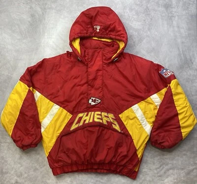 Vintage Stater Kansas City Chiefs Hooded Jacket Sz XL Pullover Broken Zipper - Image 1 of 4