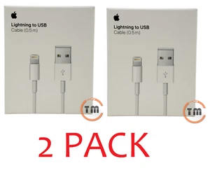 2 PACK Apple 0.5M (1.6') USB Type-A to Lightning Charging Cable A1511 ME291AM/A - Picture 1 of 7