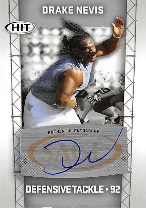 Drake Nevis autographed Football Card (LSU Tigers) 2011 SAGE HIT #A92 Rookie - Image 1 of 1