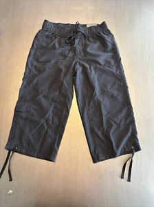 NWT Tek Gear Womens Hiking Capri Pants Black Drawstring High Rise Pockets XS - Picture 1 of 8
