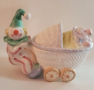 Fitz And Floyd Clown Pushing Pig In Carriage  -  Vintage 1984 - Picture 1 of 6