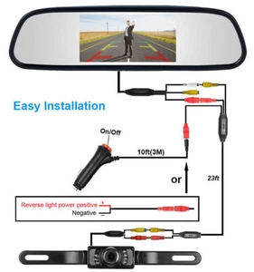 Backup Camera Car Rear View Reverse Kits with 4.3" Mirror Monitor Screen - Picture 1 of 14
