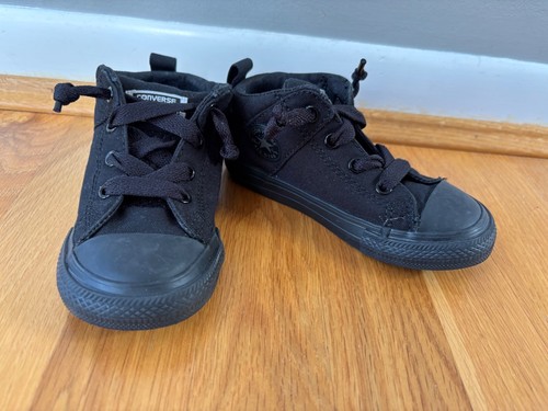 Scarpe Converse All Star All Black sneakers ragazzo ragazza bambino taglia 8 basse tela