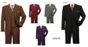 Men's Luxurious Wool Feel Suit W/ Vest &Pants 2 Buttons 5 Colors 38R~56L 5702V9 - Picture 1 of 7