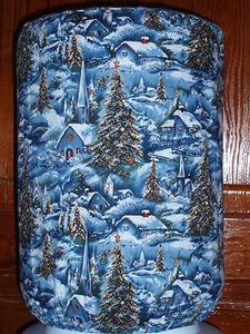 WINTER SNOW VILLAGE TOWN 5 GALLON WATER COOLER BOTTLE COVER KITCHEN DECORATION - Picture 1 of 2