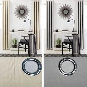 Par de cortinas para ojales recubiertas de algodón de lino de Designers Choice - Imagen 1 de 7