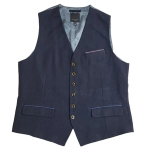 Ted Baker Waistcoat Blue 3 Pocket Formal Smart Business Men's L 42" - Picture 1 of 4