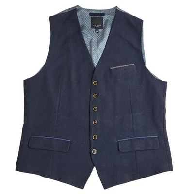 Ted Baker Waistcoat Blue 3 Pocket Formal Smart Business Men's L 42" - Image 1 of 4