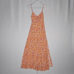 Steve Madden Maxi Dress Womens Xs Orange Floral Multicolor Adjustable Keyhole... - Picture 1 of 14
