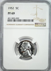 1952 Proof Jefferson Nickel 5C NGC PF69 - Picture 1 of 5